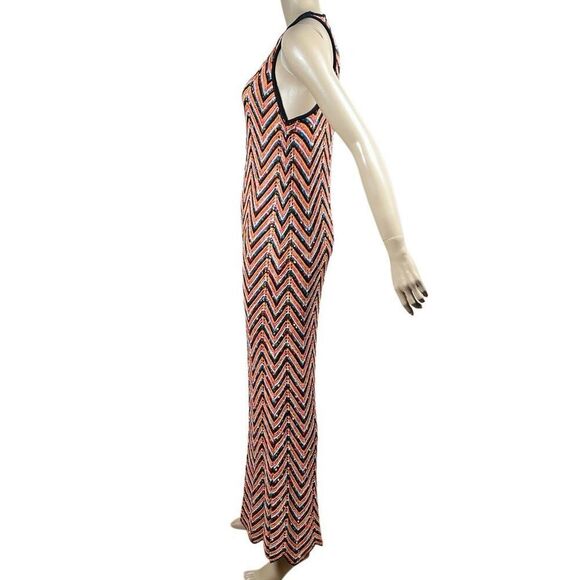 Zara Knit Multicolor Chevron Maxi zigzag Dress Sleeveless Crochet Style Size M ( - Picture 5 of 14